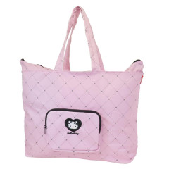 Japan Sanrio Rootote Grande Packable Tote Bag - Hello Kitty : Pink Heart Travel