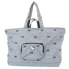 Japan Sanrio Rootote Maxi Packable Tote Bag - Hello Kitty : Black Houndstooth Travel
