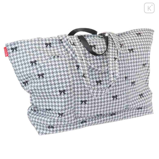 Japan Sanrio Rootote Maxi Packable Tote Bag - Hello Kitty : Black Houndstooth Travel - 2