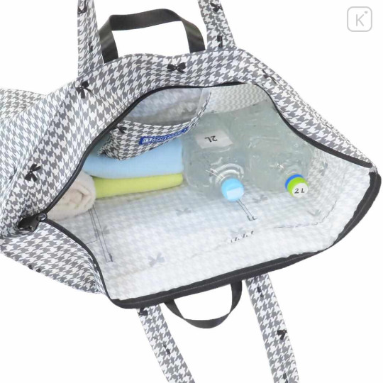 Japan Sanrio Rootote Maxi Packable Tote Bag - Hello Kitty : Black Houndstooth Travel - 3