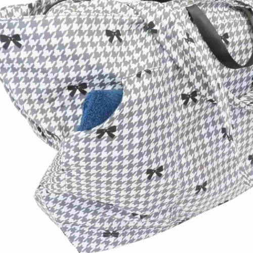 Japan Sanrio Rootote Maxi Packable Tote Bag - Hello Kitty : Black Houndstooth - 5