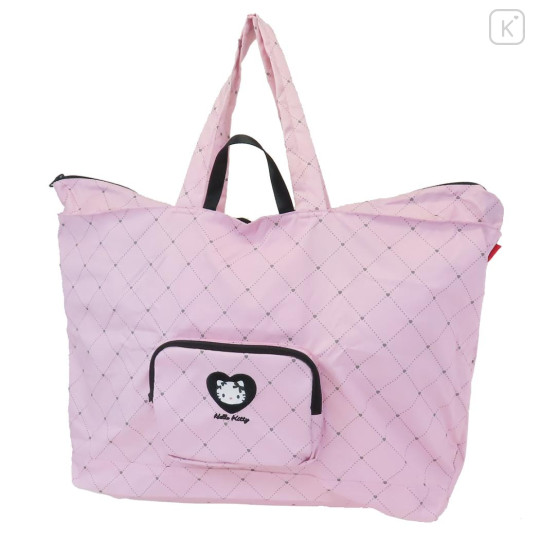 Japan Sanrio Rootote Travel Folding Boston Bag - Hello Kitty : IP.MAXI Pink Heart - 1