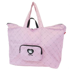 Japan Sanrio Rootote Maxi Packable Tote Bag - Hello Kitty : Pink Heart Travel
