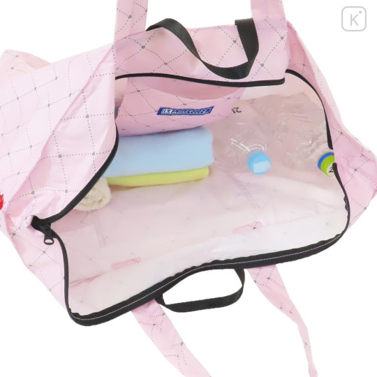 Japan Sanrio Rootote Maxi Packable Tote Bag - Hello Kitty : Pink Heart Travel - 3