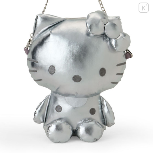 Japan Sanrio Plush Shoulder Bag - Hello Kitty : Metallic Sliver - 2