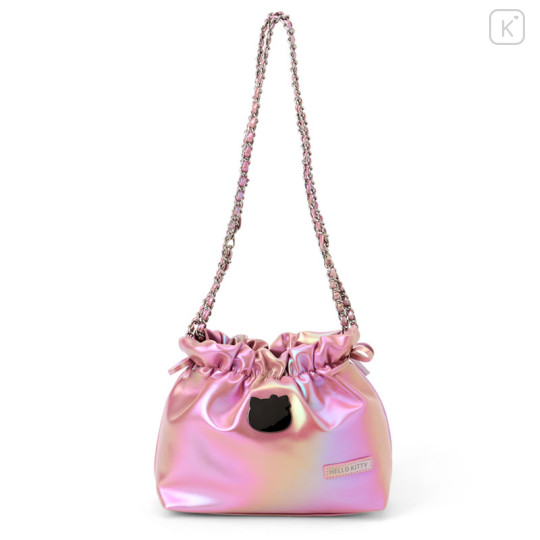 Japan Sanrio Metallic Drawstring Shoulder Bag - Hello Kitty : Pink - 1