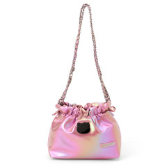 Japan Sanrio Metallic Drawstring Shoulder Bag - Hello Kitty : Pink