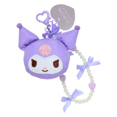 Japan Sanrio Bead Strap with Mascot - Kuromi / Cushion Ribbon