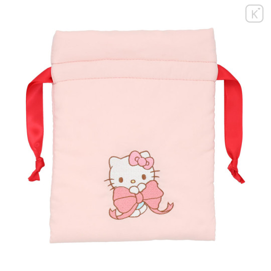 Japan Sanrio Drawstring Pouch - Hello Kitty : Cushion Ribbon - 2