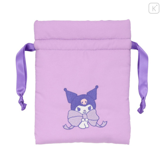 Japan Sanrio Drawstring Pouch - Kuromi : Cushion Ribbon - 2