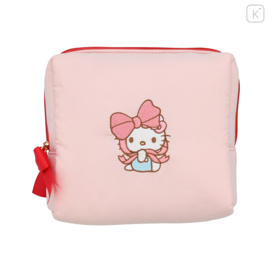 Japan Sanrio Cosmetic Pouch - Hello Kitty : Cushion Ribbon - 1