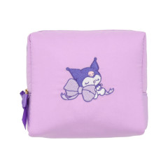 Japan Sanrio Cosmetic Pouch - Kuromi / Cushion Ribbon