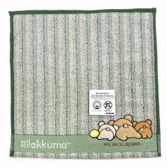 Japan San-X Embroidered Mini Towel - Rilakkuma / Lay Back Green