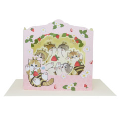 Japan Mofusand 3D Greeting Card - Cat : Bee Nyan Strawberry Happy Spring