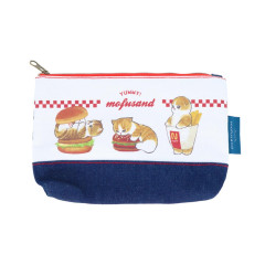 Japan Mofusand Cosmetic Pouch - Cat : Hamburger Navy Red White