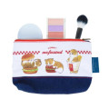 Japan Mofusand Cosmetic Pouch - Cat : Hamburger Navy Red White - 4