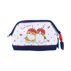 Japan Mofusand Cosmetic Pouch - Cat : Cherry Navy White