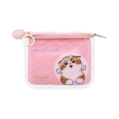 Japan Mofusand Clear Flat Mini Pouch - Cat : Flower Angel Pink