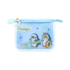 Japan Mofusand Clear Flat Mini Pouch - Cat : Shark Blue Swim