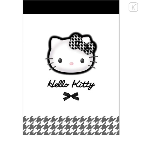 Japan Sanrio Mini Notepad - Hello Kitty : Y2k Houndstooth Black White - 1