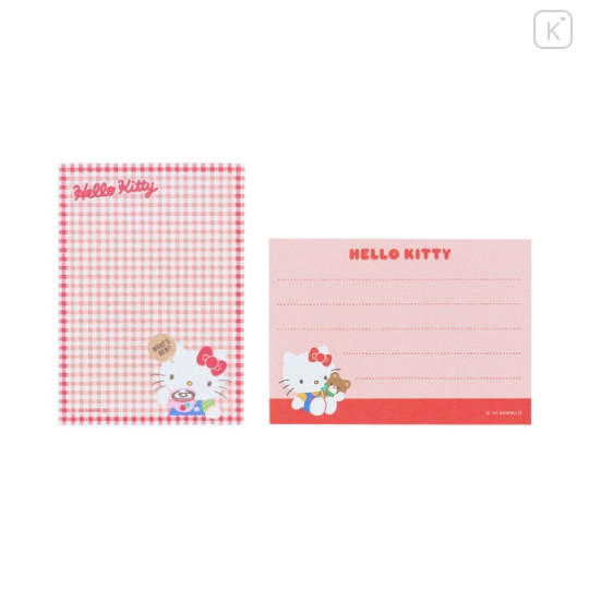 Japan Sanrio Mini Notepad - Hello Kitty : Chit Chat Gingham Red - 2