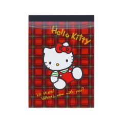 Japan Sanrio Mini Notepad - Hello Kitty : Chit Chat Gingham Black Red