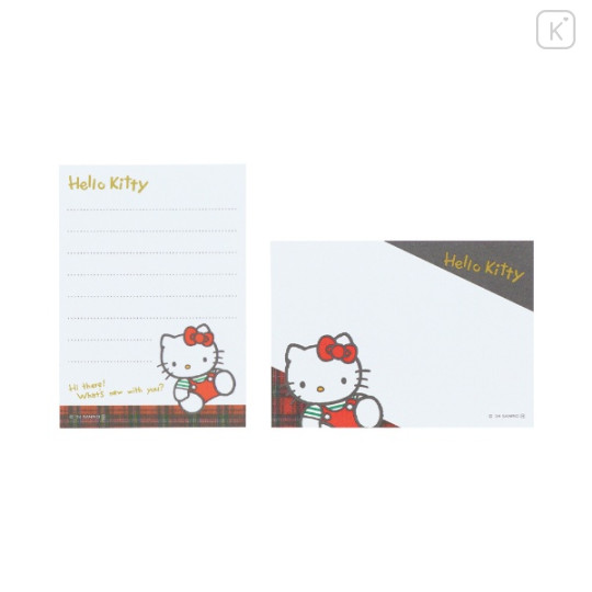 Japan Sanrio Mini Notepad - Hello Kitty : Chit Chat Gingham Black Red - 2