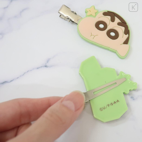 Japan Crayon Shin-chan Bangs Clip Set - Shinnosuke Nohara : Choco Green - 2