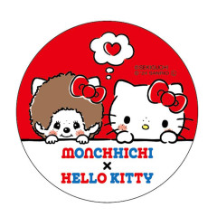 Japan Monchhichi × Sanrio Can Badge Pin - Hello Kitty : Thinking Of Love