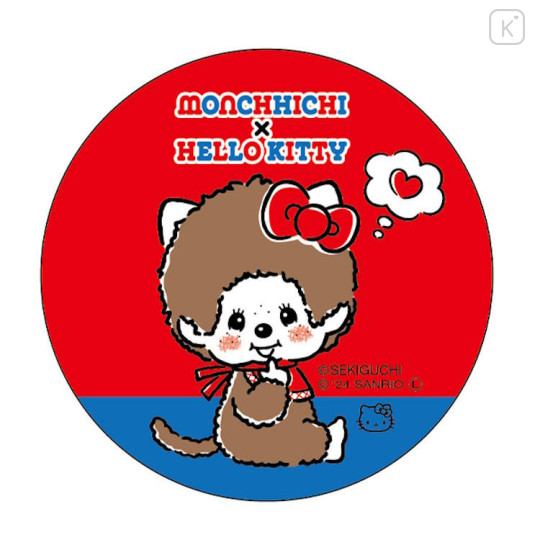 Japan Monchhichi × Sanrio Can Badge Pin - Hello Kitty : Sitting - 1