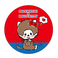 Japan Monchhichi × Sanrio Can Badge Pin - Hello Kitty : Sitting