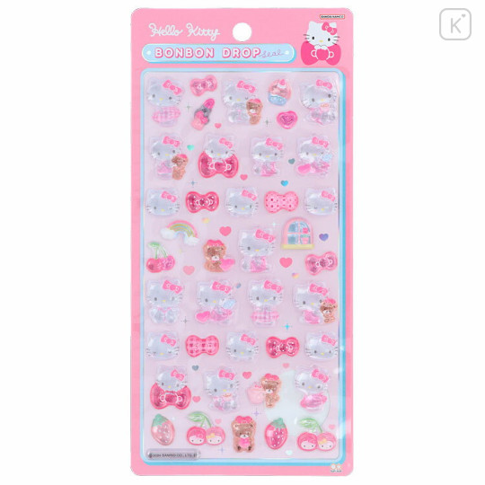 Japan Sanrio Bonbon Drop Seal 3D Sticker - Hello Kitty : Pink - 1