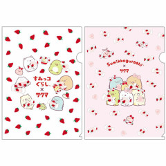 Japan San-X A4 Clear Holder Set - Sumikko Gurashi : Sakuma Strawberry Milk Candy