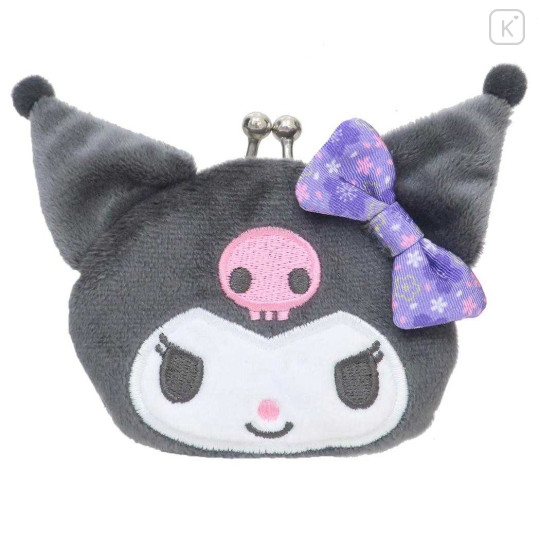 Japan Sanrio Coin Purse - Kuromi Sakura Purple - 1