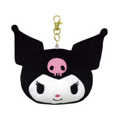 Japan Sanrio Face Pass Case Coin Case with Reel - Kuromi