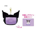 Japan Sanrio Face Pass Case Coin Case with Reel - Kuromi - 2