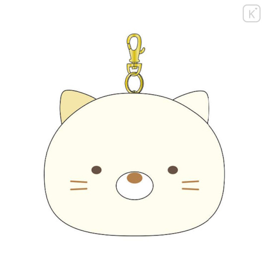 Japan San-X Face Pass Case Coin Case with Reel - Sumikko Gurashi : Neko - 1