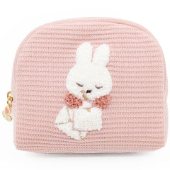 Japan Miffy Round Mini Pouch - Miffy : Writing Pink