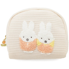 Japan Miffy Round Mini Pouch - Miffy : Come Over Beige