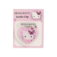 Japan Sanrio Acrylic Clip - Hello Kitty : Monotone Heart-shaped Butterfly