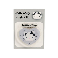 Japan Sanrio Acrylic Clip - Hello Kitty : Monotone Heart-shaped Black Ribbon