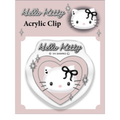 Japan Sanrio Acrylic Clip - Hello Kitty : Heart-shaped Pink Ribbon