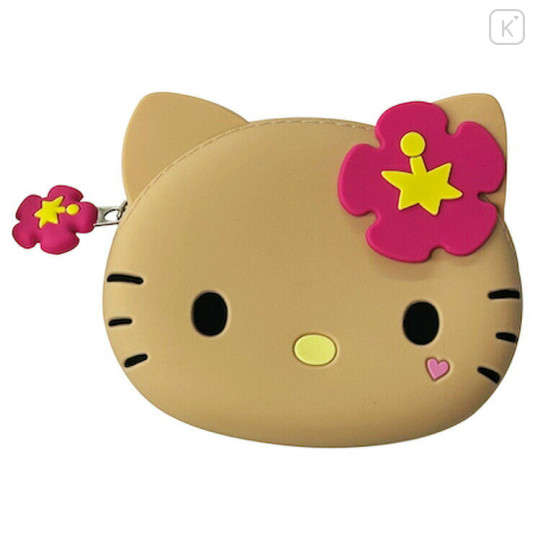 Japan Sanrio 3D Silicone Pouch - Hello Kitty : Gogo Gal Collection Tan - 1