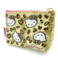 Japan Sanrio Cosmetic Pouch - Hello Kitty : Gogo Gal Collection Leopard Gold Glitter - 2