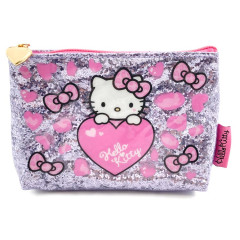 Japan Sanrio Cosmetic Pouch - Hello Kitty : Gogo Gal Collection Pink Glitter