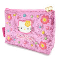 Japan Sanrio Cosmetic Pouch - Hello Kitty : Y2k Houndstooth Pink Glitter - 2