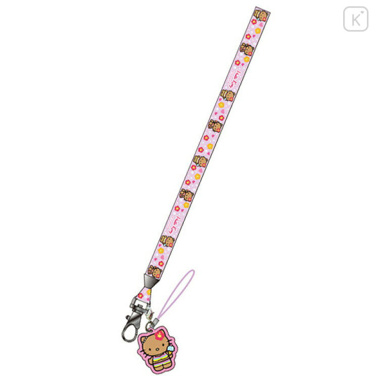 Japan Sanrio Neck Strap - Hello Kitty : Gogo Gal Collection Tan Pink - 1