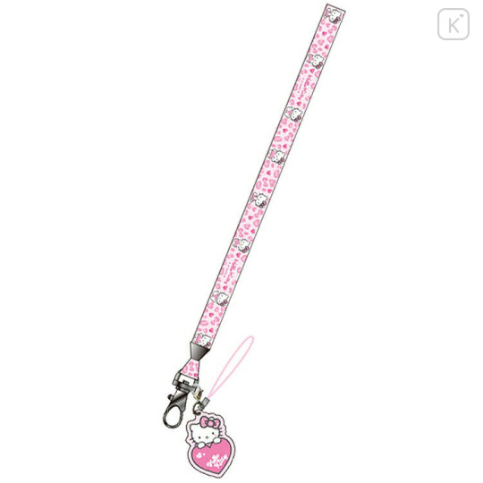 Japan Sanrio Neck Strap - Hello Kitty : Gogo Gal Collection Leopard Pink - 1