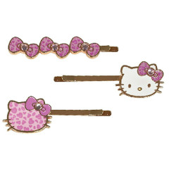 Japan Sanrio Hairpin Set - Hello Kitty : Gogo Gal Collection Leopard Pink