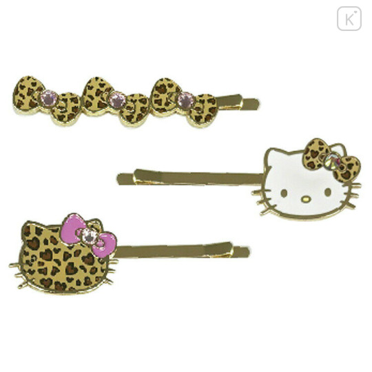 Japan Sanrio Hairpin Set - Hello Kitty : Gogo Gal Collection Leopard - 1